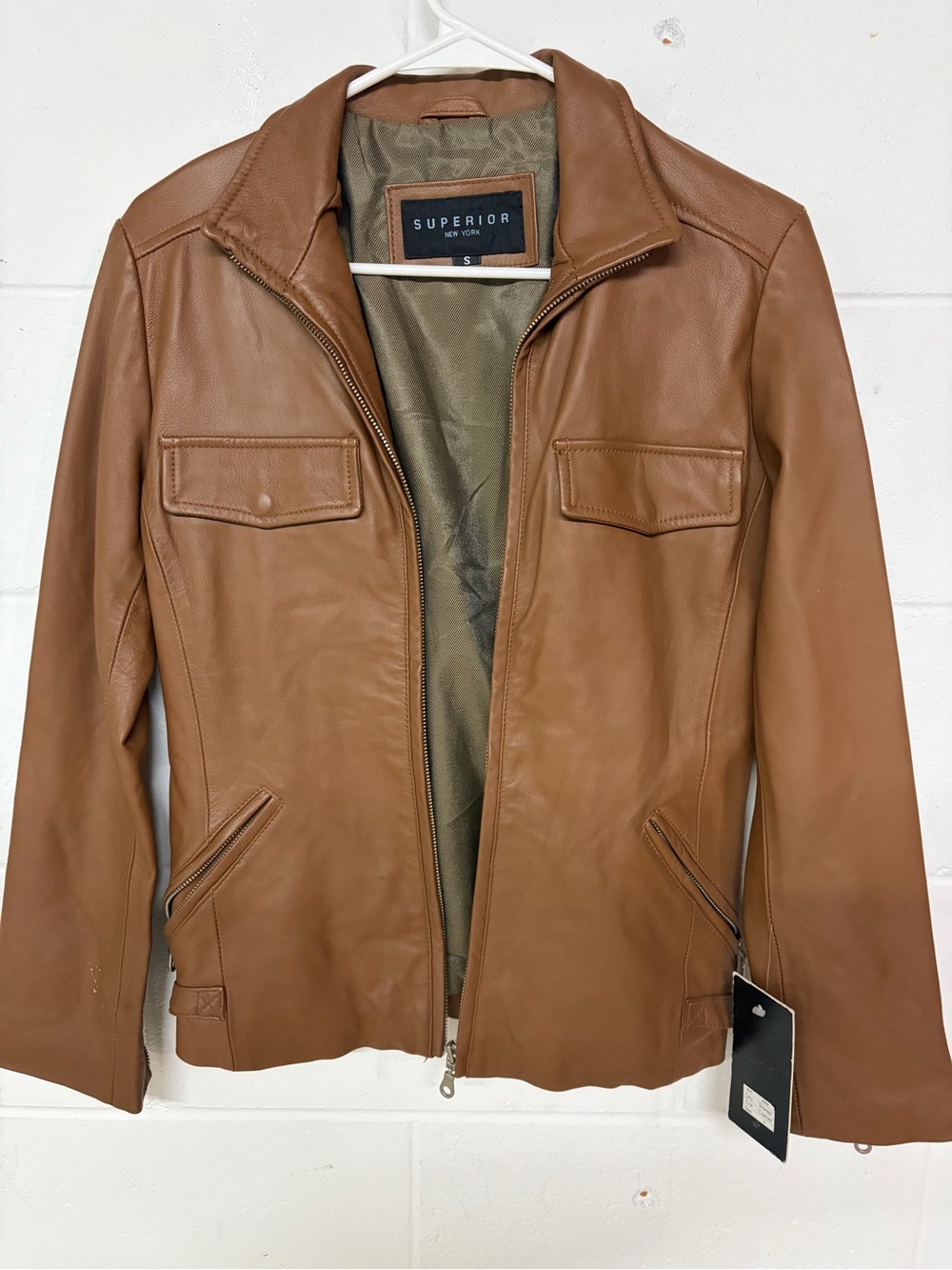 Superior New York Women’s Camel genuine sheepskin Leather Jacket size S